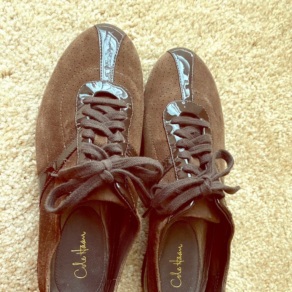 Cole Haan suede/patent sneakers